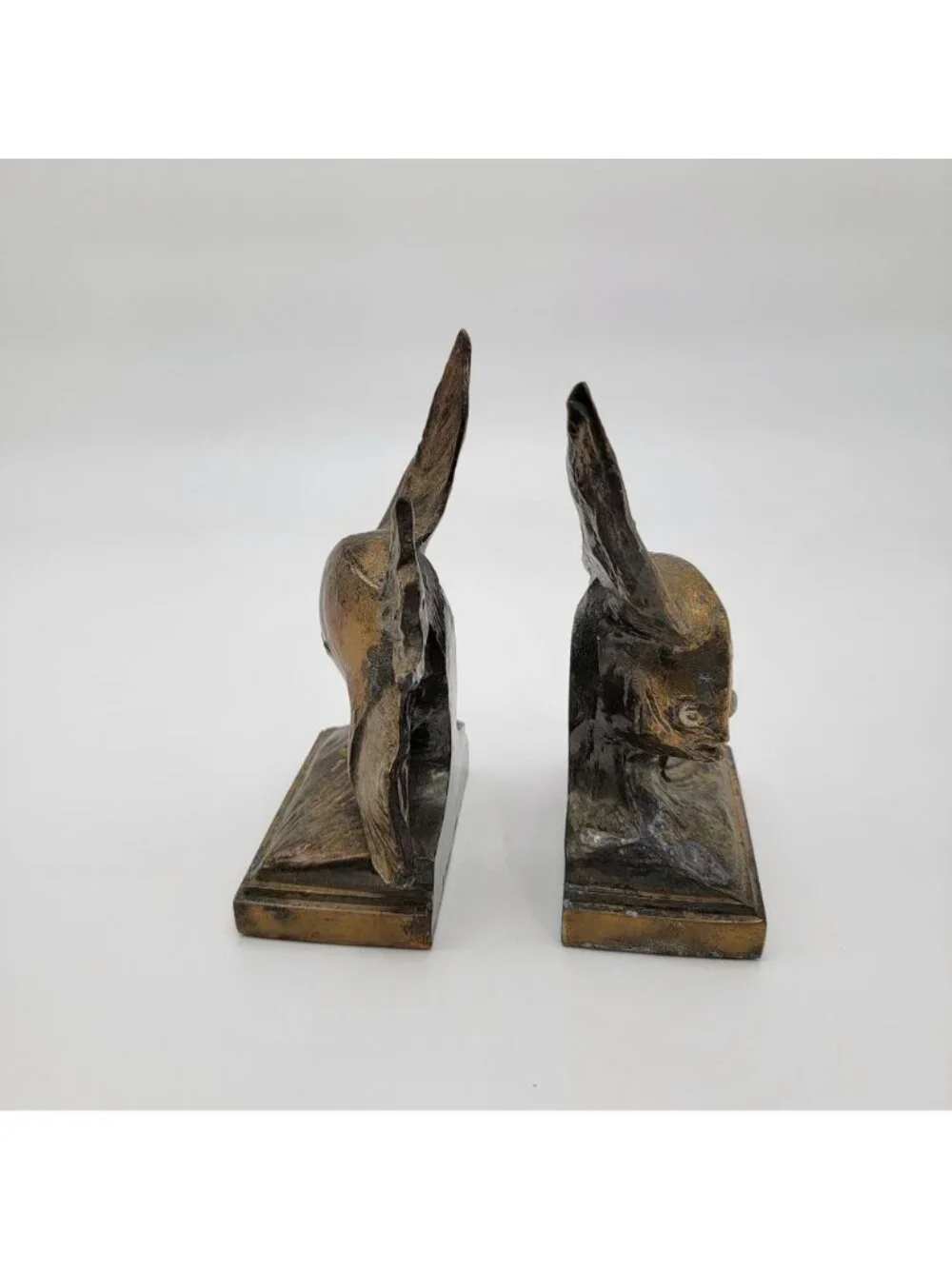 Vintage Ray E Dodge Art Deco Bronze Angel Fish Bookends Set Of 2 c.1938-1939
